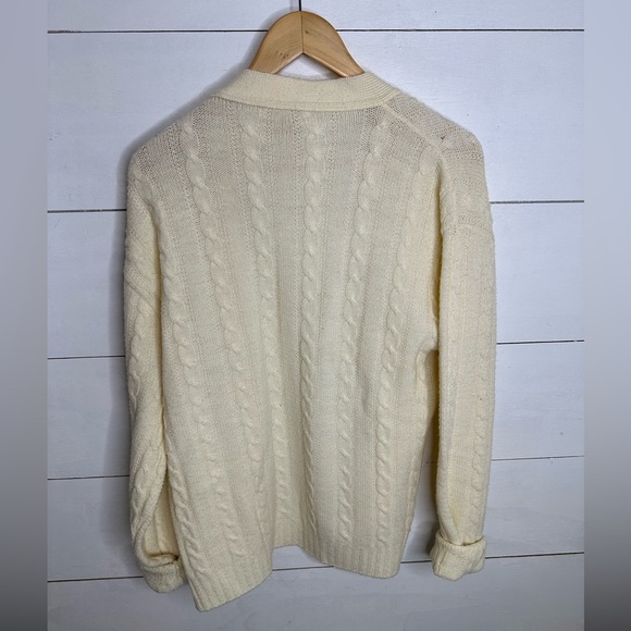 Vintage Jantzen Cable Knit Cardigan Sweater XL Cream Made in USA - Picture 5 of 5